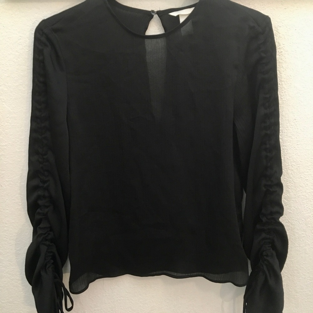 H&M Black Cinched Sleeve Blouse